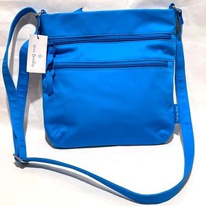 Vera Bradley Triple Zip Hipster Crossbody Bag in Recycled Cotton in Blue Aster